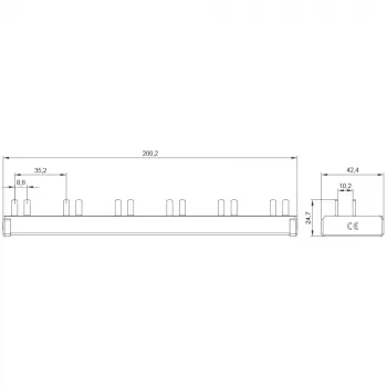 SIEMENS 5ST36760 zbiralka s čepi 10mm² 1P+N 12 modulov, 6 AFDD + 6 komponent