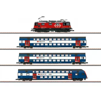 Märklin 81195 Z merilo komplet vlaka - električna lokomotiva SBB Zürich S-Bahn in dvonadstropni vagoni