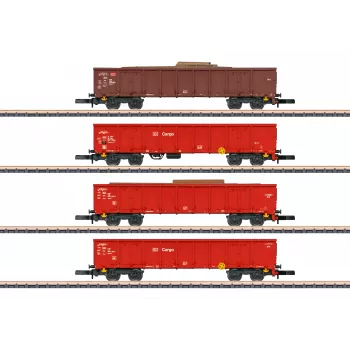 Märklin 82542 Z tir 4-delni set visokobordnih odprtih vagonov - vlak za odpadke DB AG, epoha V