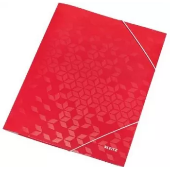 LEITZ WOW mapa za dokumente z elastiko A4, PP plastificiran karton, rdeča, kotne elastike, 3 notranji zavihki, kapaciteta 150 listov 3982-00-26