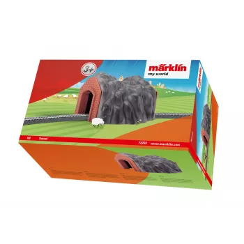 Märklin H0 enotirni predor z detajlnim kamnitim obokanim portalom, siva in oranžna 72202