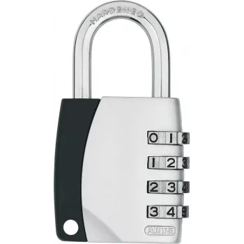 ABUS 155/40 kombinirana obešanka 4-mestno nastavljiva, aluminijasto telo, kaljeno jekleno uho, srebrna ABVS30890