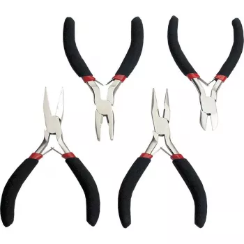 BRÜDER MANNESMANN 4-delni set samoodpiralnih elektronskih klešč M10840, orodno jeklo C50, 110 mm, kombinirane klešče, bočne ščipalke, ploske klešče, okrogle klešče