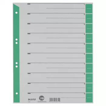 LEITZ 16523055 A4 kartonski ločilni listi, zeleni, 25 listov, univerzalno 11 lukenj, 160 g/m²