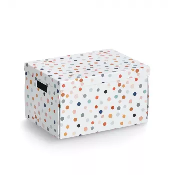 Zeller škatla za shranjevanje Dots bela s pikami 25 x 35 x 20 cm 14475