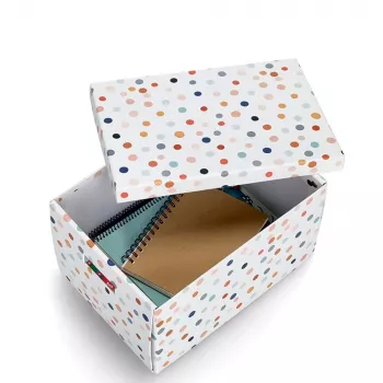 Zeller škatla za shranjevanje Dots bela s pikami 25 x 35 x 20 cm 14475