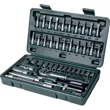 Brüder Mannesmann 46-delni set nasadnih ključev 1/4 inch, krom-vanadijevo jeklo, metrični, DIN/ISO 2040