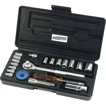Brüder Mannesmann M206 20-delni set nasadnih ključev s pogonom 1/4 inch in 3/8 inch, krom-vanadij, 6-kotni metrični
