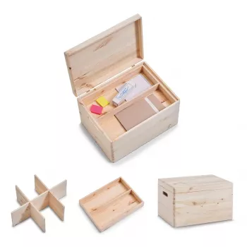 Zeller 13327 set univerzalnih škatel s pokrovom, 3-delni, mehki les