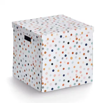 Zeller Dots bela škatla za shranjevanje s pikami 33,5 x 33 x 32 cm 14476