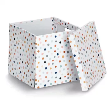 Zeller Dots bela škatla za shranjevanje s pikami 33,5 x 33 x 32 cm 14476