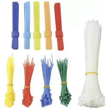 BRÜDER MANNESMANN set vezic in ježkov, 350-delni, 200 vezic 2,5 x 100 mm, različne barve, 150 ježkov, za večkratno uporabo, upravljanje kablov za notranjo uporabo (M13060)