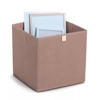 Zeller Mocca kockasta škatla za shranjevanje 32 x 32 x 32 cm s pokrovom in ročajem 14541