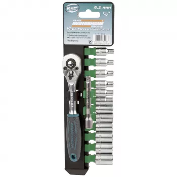 Brüder Mannesmann M29114 14-delni set nasadnih ključev s pogonom 1/4 inch, krom-vanadij, 4-13 mm