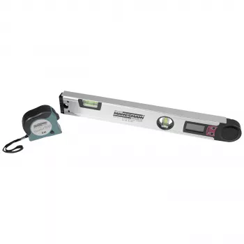 Brüder Mannesmann digitalni kotomer z libelo, 400 mm, LCD, 0-220°, ločljivost 0,1°, aluminij (M81230)