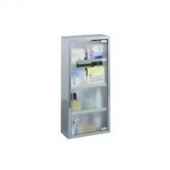 ZELLER omarica za zdravila 57x27x12 cm, nerjavno jeklo, zaklepljiva, 2 police, stenska montaža (99193)