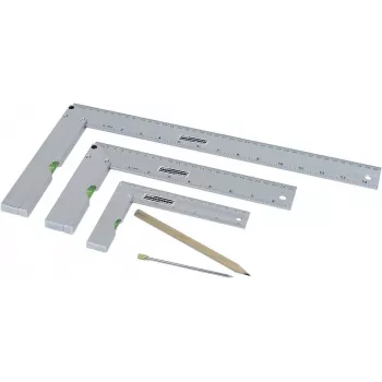 Brüder Mannesmann M81210 5-delni set kotnikov z risalno iglo, kaljeno jeklo, metrični, 100 mm ravnilo, 0-180° kotomer, 45° kotnik, centrirni kotnik, plastično etui 0418002