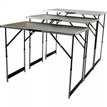 BRÜDER MANNESMANN M70113 komplet večnamenske zložljive mize, 3-delni, MDF E1 plošča 2,7 mm, aluminijast okvir, srebrno-siv