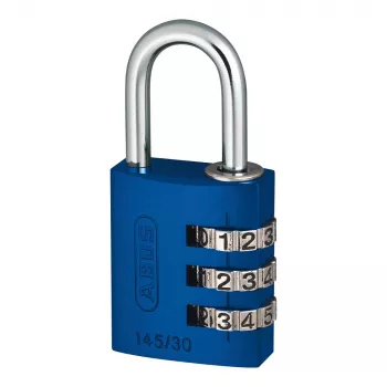 ABUS 145/30 aluminijasta obešanka s številčno kombinacijo, 3-mestna, modra