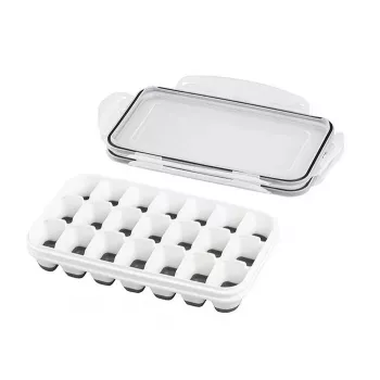 Posoda za ledene kocke APS s pokrovom, prozorna/siva, set 2 kosov, polipropilen, primerna za pomivalni stroj 36103