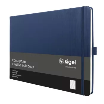 SIGEL Conceptum A4 ležeče pikčast raster beležka temno modra trda vezava 132 strani CO206