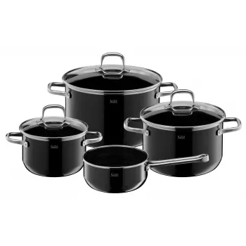 Silit Elegance Line 4-delni komplet loncev, Silargan črna, za vse vrste kuhalnih plošč, odporen na praske, toplotno odporen do 250°C 3201019232