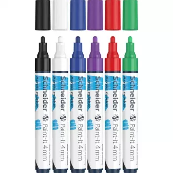Schneider Paint-It 320 V1 komplet akrilnih markerjev, 6 različnih barv, 4,0 mm okrogla konica 120295