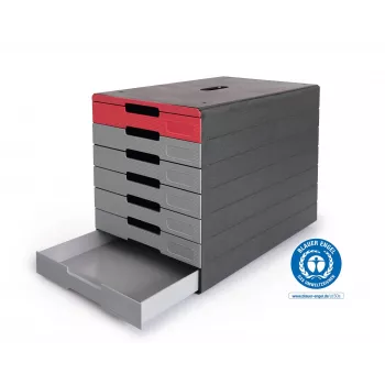 DURABLE IDEALBOX PLUS predalnik DIN A4 s 7 predali, sivo/rdeč 776303