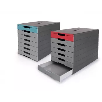 DURABLE IDEALBOX PLUS predalnik DIN A4 s 7 predali, sivo/rdeč 776303