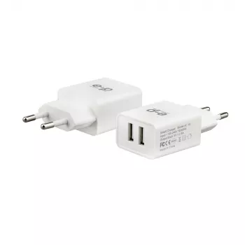 E+P AC102 USB stenski polnilnik 2 vhoda 2,4A 12W bel