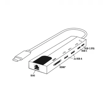 E+P adapter USB-C Multiport 6-v-1 MPA6 črno-srebrn