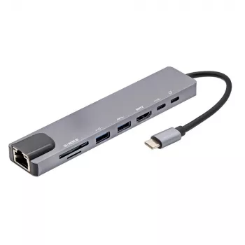 E+P adapter USB-C Multiport 8-v-1 MPA8 črno-srebrn