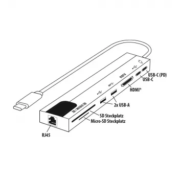 E+P adapter USB-C Multiport 8-v-1 MPA8 črno-srebrn
