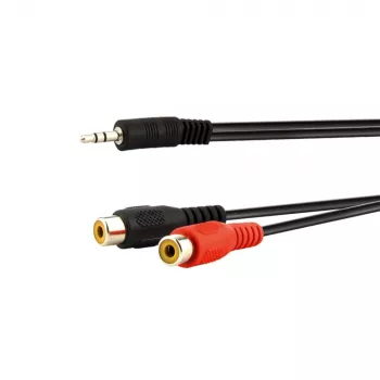 E+P 3,5mm jack na 2 RCA vtičnici avdio adapter kabel 0,2m črn 463450