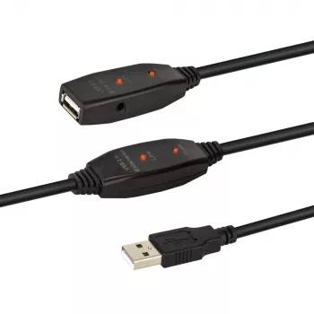 E+P CC508/25 USB 2.0 aktivni repetitorski kabel, 25 m, vtič USB-A na vtičnico USB-A, črn