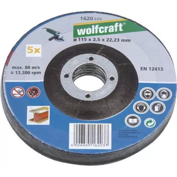 Wolfcraft 1622300 rezalna plošča s povešeno sredino 125 mm x 22,23 mm x 1,0 mm, 5 kosov