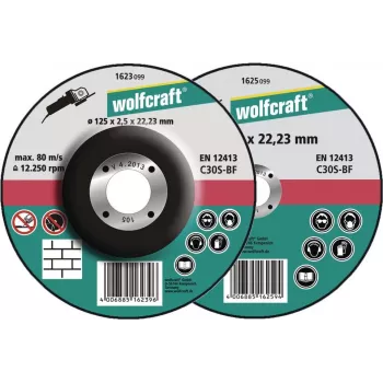 Wolfcraft 1623300 rezalna brusilna plošča s povešeno sredino 125 mm x 22,23 mm x 1,2 mm, 5 kosov
