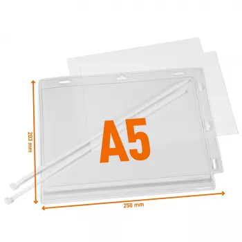 DURABLE vodoodporne A5 plakatne mape s kabelskimi vezicami, paket 5 kosov (505919)