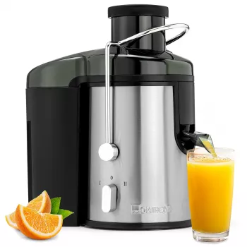 Clatronic AE 3666 centrifugalni sokovnik – črno-nerjavno jeklo, 400 W, 1,5 L posoda za tropine, 2 hitrosti 263804