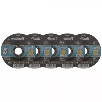 Wolfcraft 1620300 komplet rezalnih plošč, premer 115 mm, izvrtina 22,23 mm, debelina 1,0 mm, 5 kosov, za kovino in nerjavno jeklo
