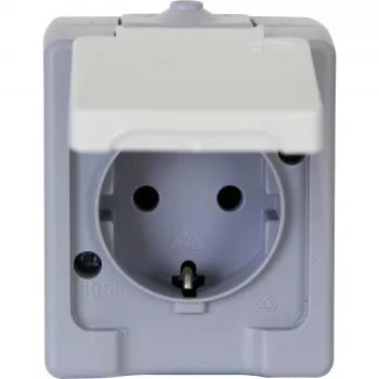 HEINRICH KOPP nadometna Schuko vtičnica 16A 250V IP44 siva/bela 100648007
