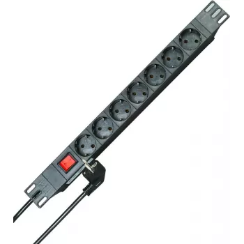 HEINRICH KOPP 19-palčna 1U rack razdelilna letvica z vtičnicami 7-kratna Schuko črna 2m kabel 16A 930705011