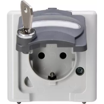 HEINRICH KOPP Schuko vtičnica 1-kratna z varnostnim zaklepom, nadometna, IP44, siva 103756008