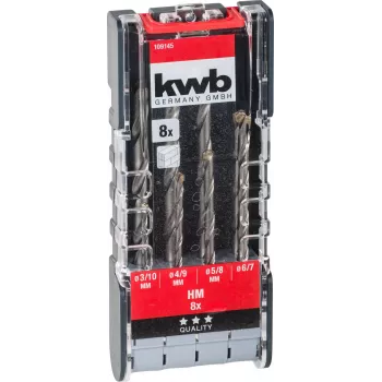 kwb 109145 komplet karbidnih spiralnih svedrov za kamen, 8-delni, 3-10 mm