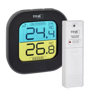 TFA Dostmann digitalni termo-higrometer kvadratni 1,5V 61x24x61mm črn 30.3068.01