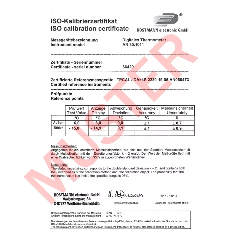 TFA Dostmann kabelski termometer, črno-bel (30.1011.K)