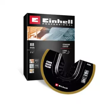 Einhell 708058 BIM-TI 88 mm bimetalno polkrožno potopno rezilo za oscilacijska večnamenska orodja