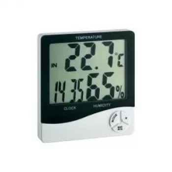 TFA Dostmann WS 5031 termo-higrometer z uro, črno-bel 30-5031