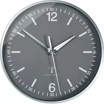 TFA Dostmann 60.3503 radijsko vodena aluminijasta stenska ura, črna