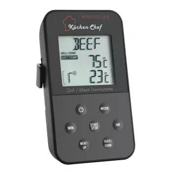 TFA Dostmann 14.1504 termometer za žar s kabelsko sondo, alarm, časovnik, nadzor srednje temperature za počasno pečenje, svinjino, govedino, divjačino, purana, jagnjetino, zajca